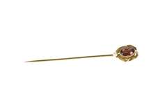14K Yellow Gold Victorian Oval Garnet Seed Pearl Wavy Pin/Brooch