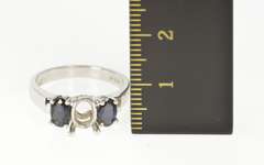 Platinum Oval Prong Sapphire Accent Engagement Setting Ring