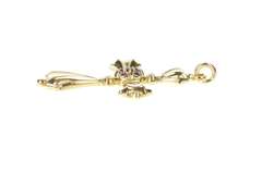 14K Yellow Gold Ornate Cross Garnet Cluster Christian Faith Pendant