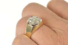 14K Yellow Gold 0.89 Ctw Diamond Men's 1960's Retro Statement Ring