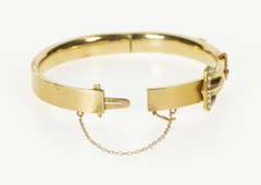 14K Yellow Gold Victorian Seed Pearl Belt Buckle Bangle Bracelet