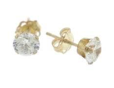 Classic Group of 3 Pairs of 14kt Gold Cubic Zirconia Earrings