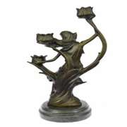 Art Nouveau Lady Candelabra Bronze Sculpture