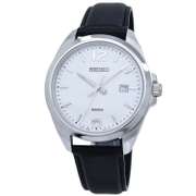Seiko White Dial Black Leather