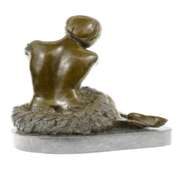 Nude Hawaiian Female on Stone Bronze Sculpture