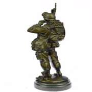 American Soldier Bronze Sculpture on Marble Base Figure