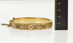 Gold Filled Victorian Ornate Etched Floral Bangle Bracelet