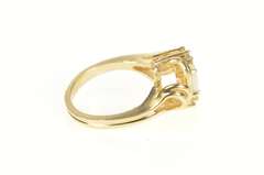 14K Yellow Gold Opal Diamond Accent Wavy Design Statement Ring