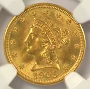 NGC MS64 graded 1905 US $2.50 Liberty Gold Piece