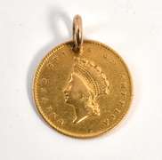 1854 $1 Gold Piece Charm