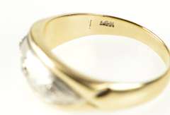 14K Yellow Gold Retro Two Tone Diamond Men's Wedding Band Ring
