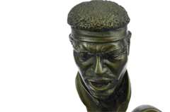 Abstract Man Playing Guitar Bronze Bust Sculpture on Marble Base