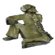 Skeleton Wine Bottle Holder Pure Bronze Sculpture Statue Figure