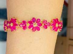 23.0 Carat Ruby Floral Bracelet in 14kt Gold