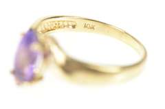 10K Yellow Gold Marquise Amethyst Solitaire Wavy Bypass Ring