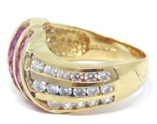 Beautiful 14kt Yellow Gold Red & White CZ Ring