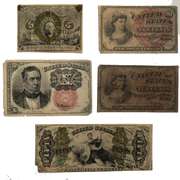 5 Assorted Fractional Currency Notes