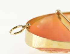 14K Yellow Gold Victorian Artemis Goddess Archer Cameo Pendant/Pin