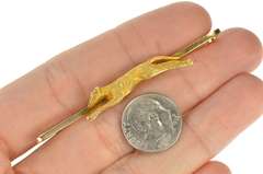 9K Yellow Gold Greyhound Racing Dog Breed Ornate Bar Pin/Brooch