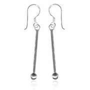 Sterling Silver Dangling Bar & Bead Earrings
