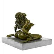 Lovers Play Bronze Sculpture on Marble Base