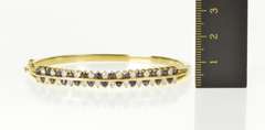 14K Yellow Gold 1.76 Ctw Diamond Sapphire Inset Oval Bangle Bracelet
