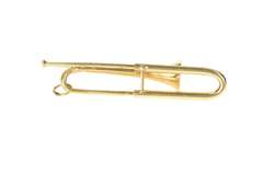 14K Yellow Gold Articulated Trombone Musical Instrument Charm/Pendant
