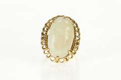 10K Yellow Gold Victorian Natural Opal Huge Statement Cocktail Ring