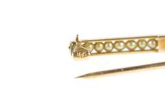 10K Yellow Gold Victorian Seed Pearl Inset Ornate Bar Pin/Brooch