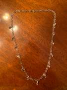 Sterling Silver Necklace with White Dangling Tear Drop Gemstones