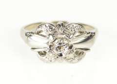 14K White Gold Retro 1950's Diamond Solitaire Engagement Ring