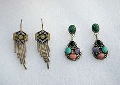 Two Pairs of Vintage Designer Silver Earrings, Signed Anatoli & RB