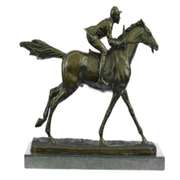 Jockey on Race Horse Bronze Sculpture