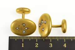 10K Yellow Gold Victorian Seed Pearl Fleur De Lis Cuff Links