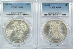 Great PCGS MS64 1883-O & 1884-O Morgan Silver Dollars