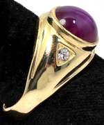 Men's Pink Star Sapphire Ring, 14KT