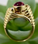 Sweet 14K Cabachon Pink Tourmaline Ring