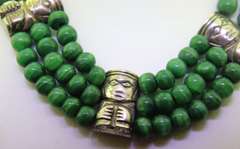 Sterling Silver Mexico Malachite Choker Necklace