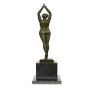Dancer Bronze Statue on Marble Base Figurine