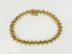 10K Yellow Gold 3.50 Ctw Light Brown Diamond Wavy Link Tennis Bracelet