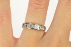 14K White Gold Princess Baguette Diamond Wedding Band Ring