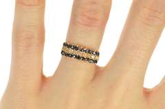 14K Yellow Gold Tiered Sapphire Diamond Squared Band Ring