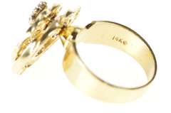 14K Yellow Gold 1960's Diamond Cluster Spinner Cocktail Ring