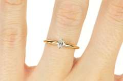 14K Yellow Gold 0.25 Ct Oval Diamond Solitaire Engagement Ring