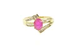 14K Yellow Gold 0.97 Ctw Ruby Diamond Bypass Engagement Ring
