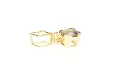 14K Yellow Gold Cushion Mystic Topaz Diamond Square Drop Pendant