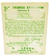 Goudey Gum 1934 George Earnshaw, White Sox Baseball Card