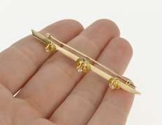 10K Yellow Gold Ornate Gypsy Set Diamond Ornate Bar Pin/Brooch