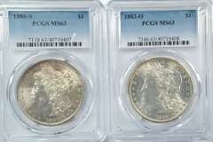 PCGS MS63 1880-S & 1883-O Morgan Silver Dollars