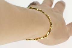 18K Yellow Gold Oval Link Round Diamond Inset Tennis Bracelet